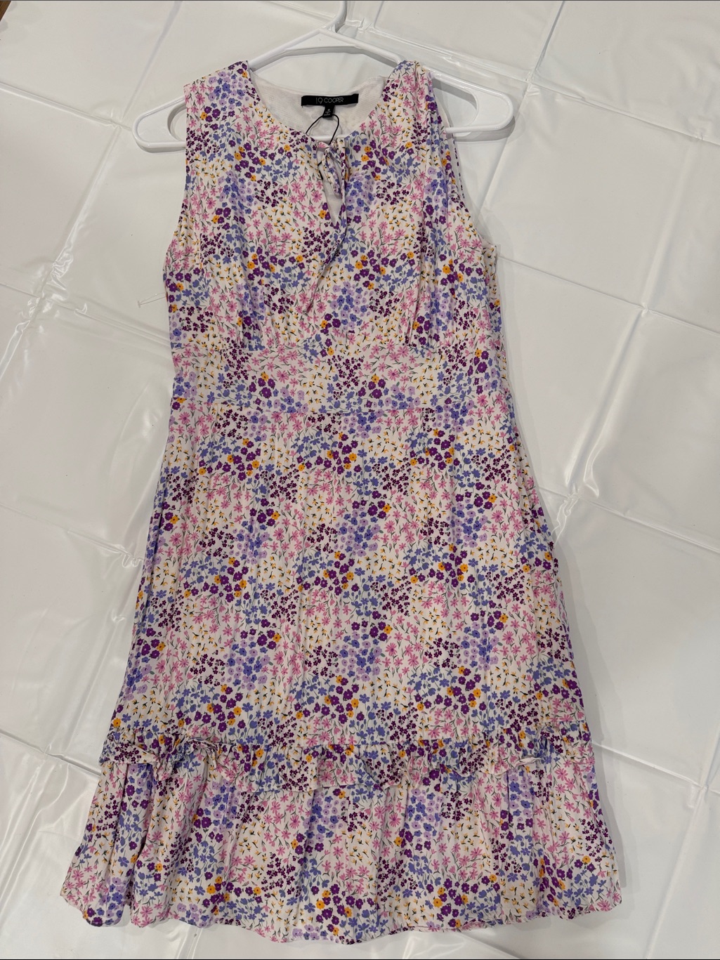 19 Cooper Sleeveless Floral Dress In Purple, Pink, Cream